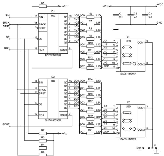 Семисегментный дешифратор схема